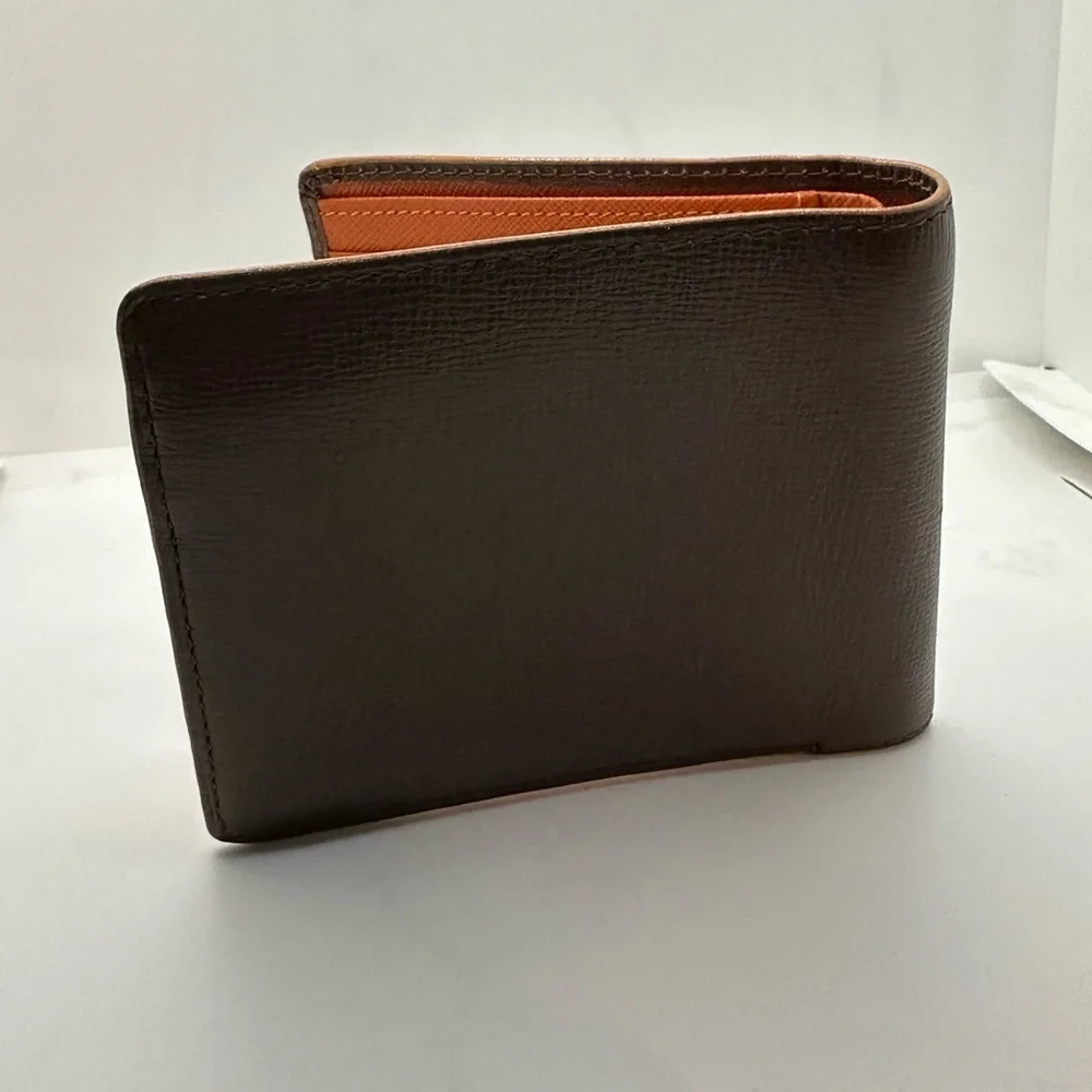 Orange and Brown Leather Wallet by